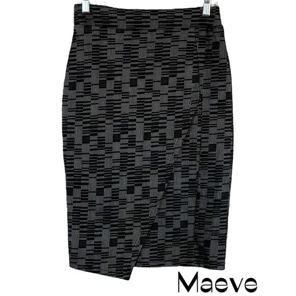 Anthropologie Maeve Black Gray Office To Date Night Pencil Skirt NWOT Size XS - Picture 1 of 13